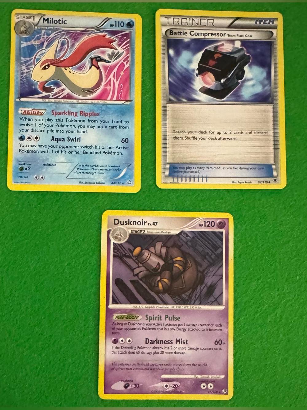 Pokémon TCG Lot of 3 – Milotic Dusknoir Battle Compressor